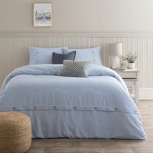 Khai Stripe Duvet Cover & Pillowcase Set - Cornflower Blue, Recycled Polyester product