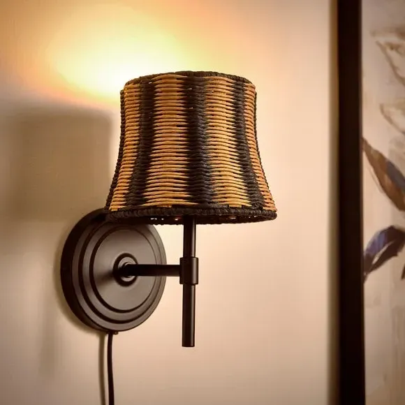 Khyra Striped Easy Fit Pendant Shade - Brown, Rattan alternate view