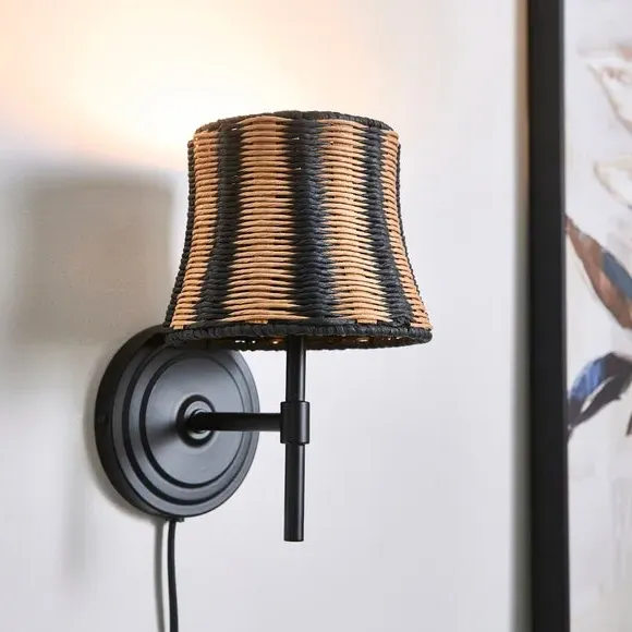 Khyra Striped Easy Fit Pendant Shade - Brown, Rattan product