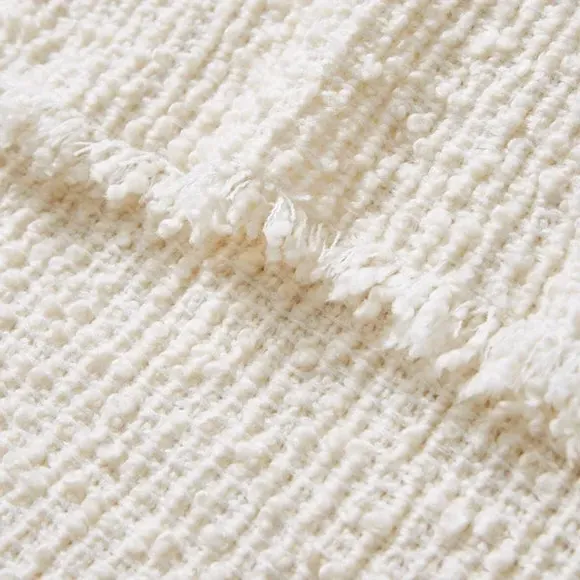 Large Throw Blanket Boucle Texture - Ivory alternate view