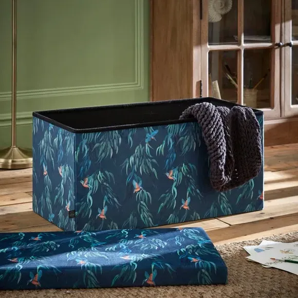 Kingfisher Rectangle Ottoman with Storage - Teal Blue, Velvet alternate view