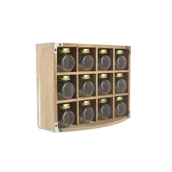 12-Jar Spice Rack with Jars - Brown, Acacia alternate view