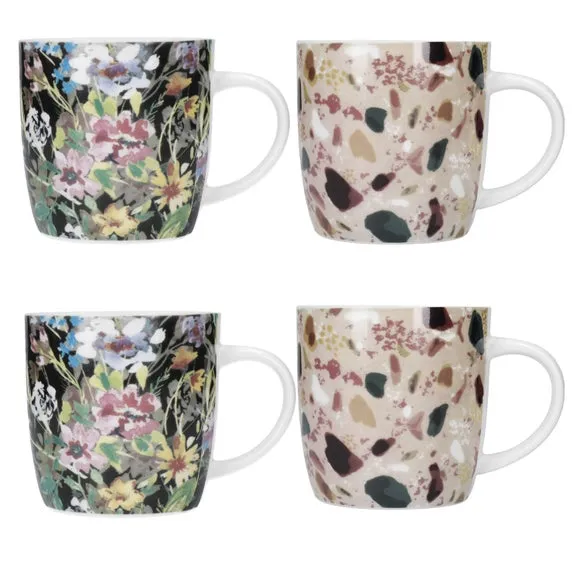 4-Piece Mug Set Terrazzo Floral - Multicolor alternate view