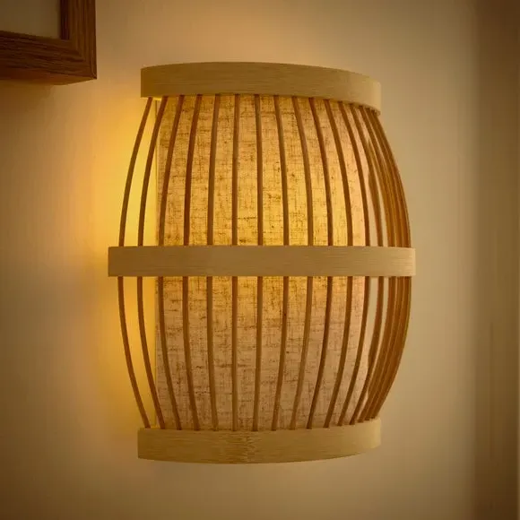 Kiva Boho Bamboo Wall Light - White alternate view