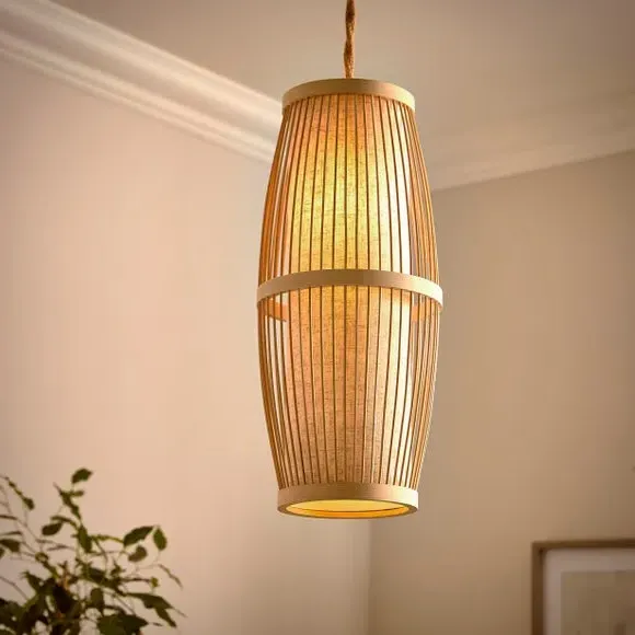 Kiva Easy Fit Pendant Shade - White, Bamboo alternate view