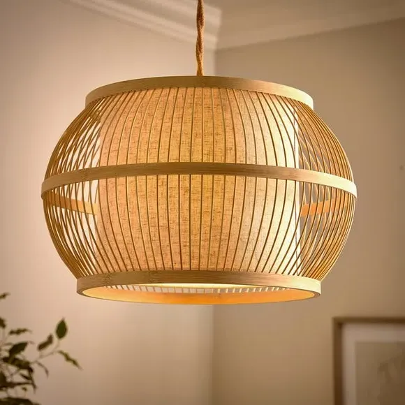 Kiva Wide Pendant Shade Easy Fit - White, Bamboo alternate view