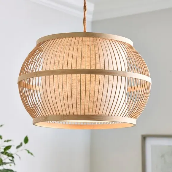 Kiva Wide Pendant Shade Easy Fit - White, Bamboo product