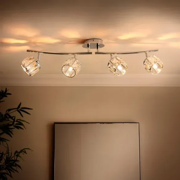 Kleio 4-Light Adjustable Spotlight Bar - Chrome, Glass alternate view