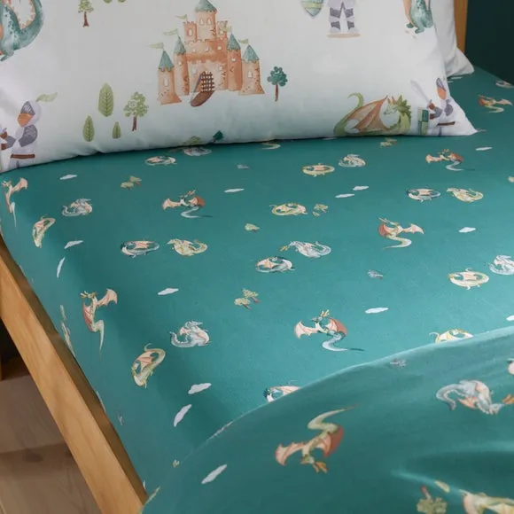Knight Time Tales Set of 2 Fitted Sheets - Grey, Polycotton alternate view