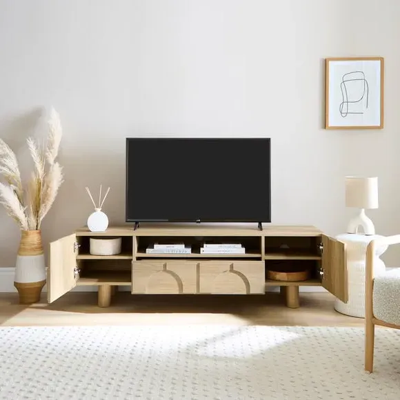 Wide TV Unit with Storage - Oak Effect alternate view