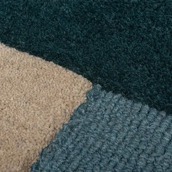 Labyrinth Shaped Wool Rug - Blue, Wool alternate view