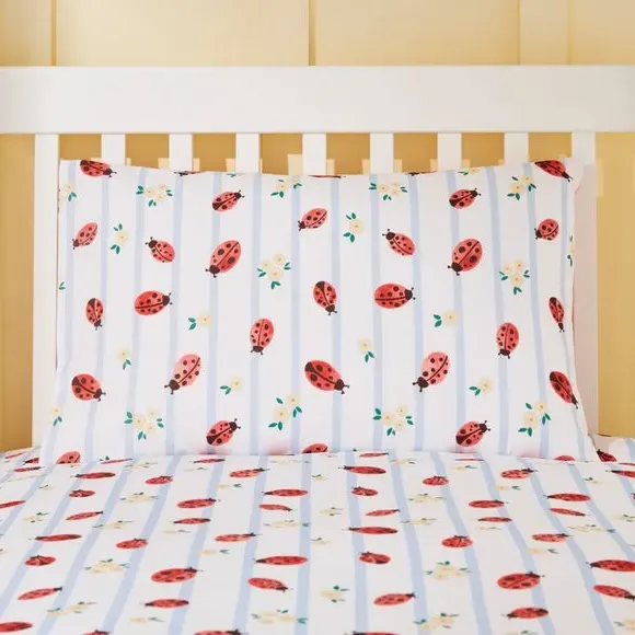 Ladybird Lane Quilt Cover and Pillowcase Set - Red, Polycotton alternate view