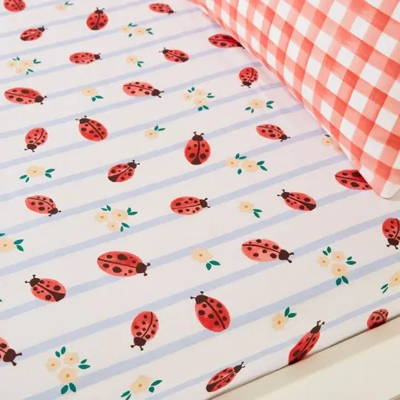 Ladybird Lane Set of 2 Fitted Sheets - Red, Polycotton product