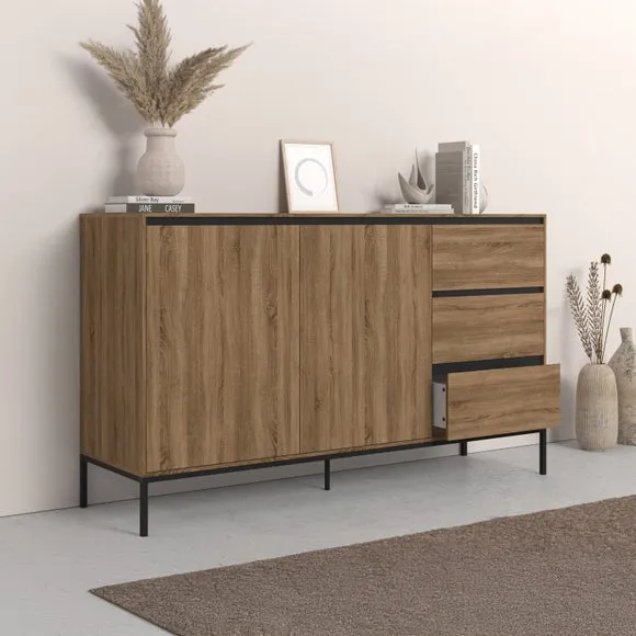 Large Sideboard with Storage - Oak, Wood alternate view