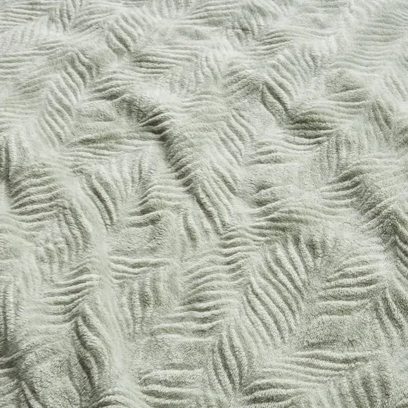 Leila Leaf Fleece Throw Blanket - Sage Green alternate view