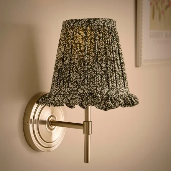 Leaf Print Ruffle Lamp Shade - Green, Polyester alternate view