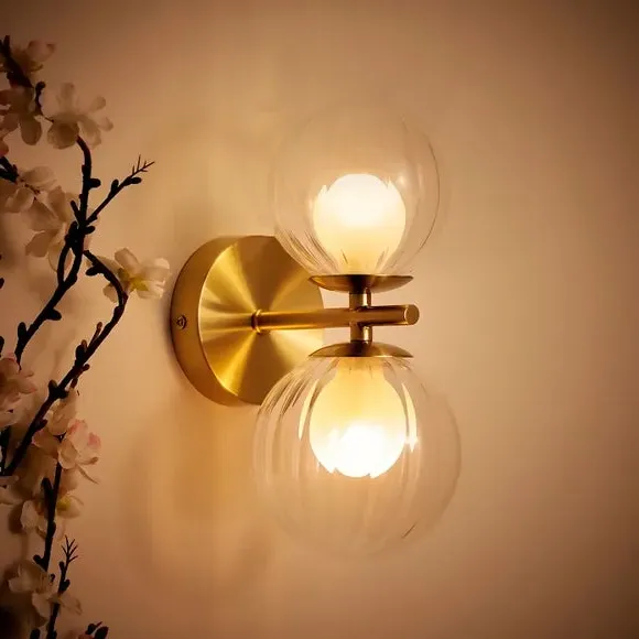 Leirah Ribbed 2-Light Wall Light - Gold alternate view
