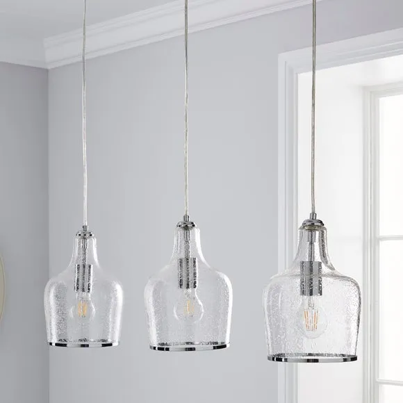 Lenny 3-Light Diner Ceiling Light - Silver, Glass alternate view