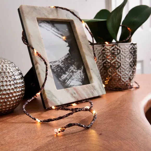 Leopard Print 10 LED String Lights - Brown, Fabric