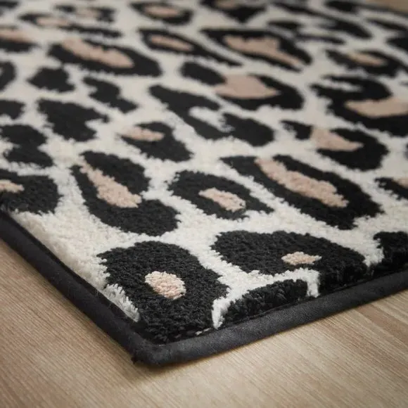 Leopard Print Bath Mat - Natural, Cotton alternate view