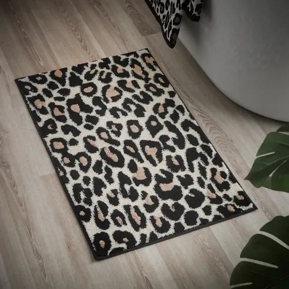 Leopard Print Bath Mat - Natural, Cotton product