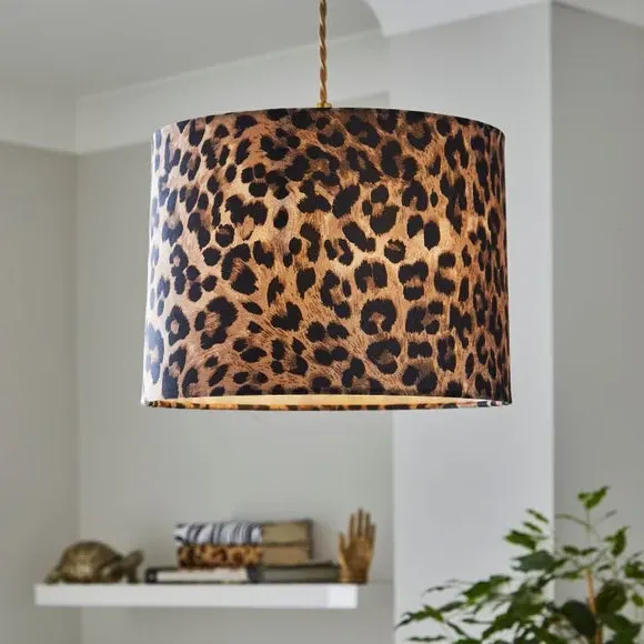 Leopard Print Tapered Lamp Shade - Brown, Velvet product