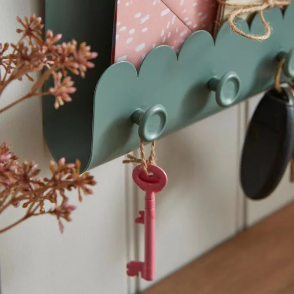 Letter Rack with Key Hooks - Green alternate view