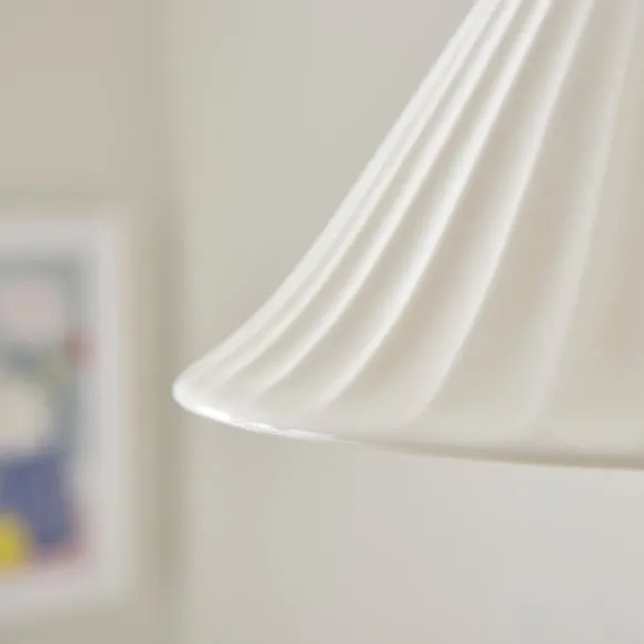 Lilbourne Ribbed Fluted Dome Pendant Shade - White, Ceramic by Dunelm, image 3