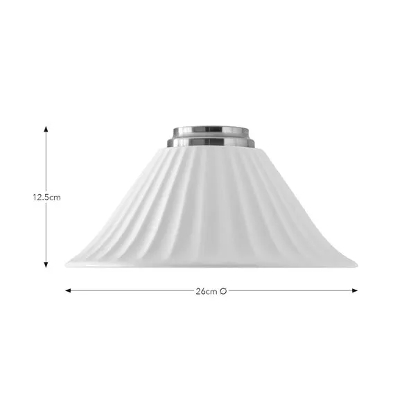 Lilbourne Ribbed Fluted Dome Pendant Shade - White, Ceramic by Dunelm, image 4