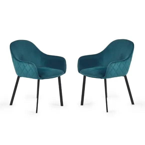Set of 2 Dining Chairs - Green, Velvet alternate view