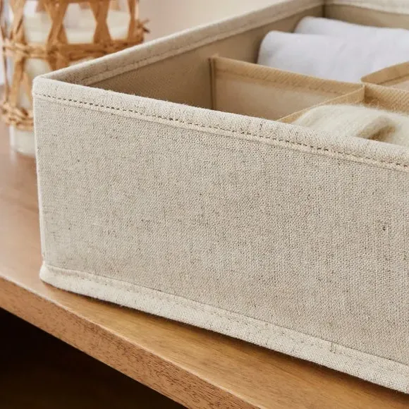 Linen Blend 8-Section Drawer Organiser - Natural alternate view