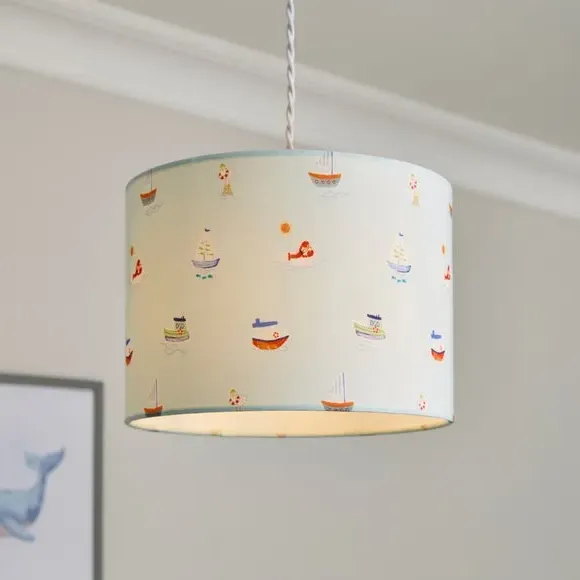 Little Boats Easy Fit Lamp Shade - Blue, Polyester product