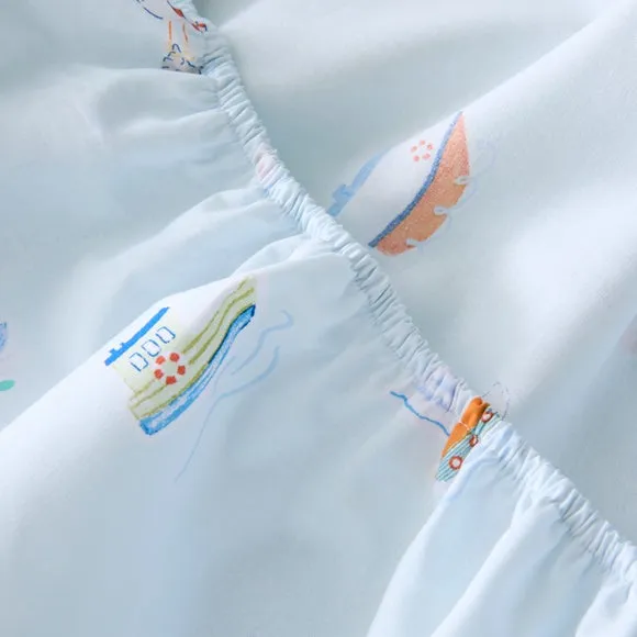 Little Boats Set of 2 Fitted Bed Sheets - Pale Blue alternate view