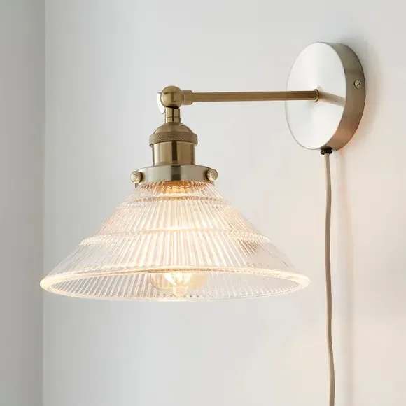 Logan Glass Plug-In Wall Light - Grey product