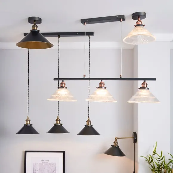Logan Industrial Semi Flush Ceiling Light - Brass Nickel alternate view