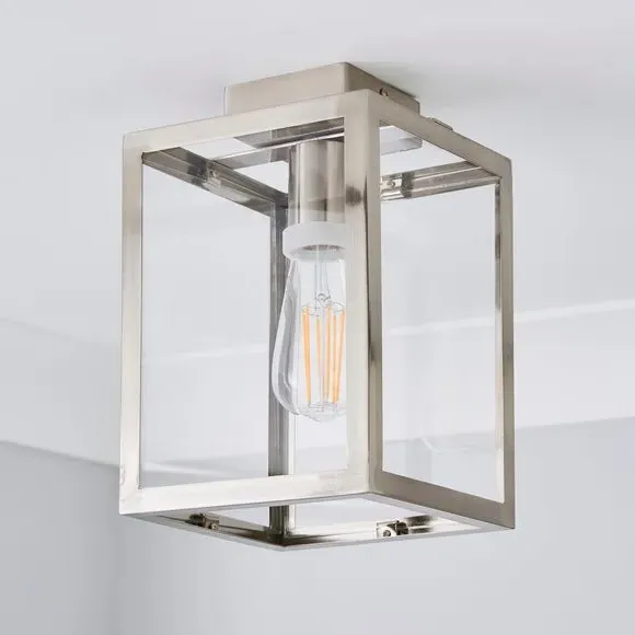 London Industrial Bathroom Flush Ceiling Light - Chrome alternate view