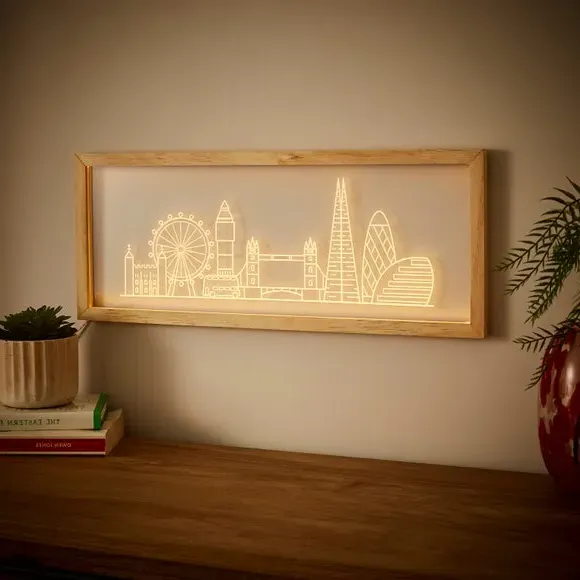 London Skyline Etched Neon Sign - White alternate view