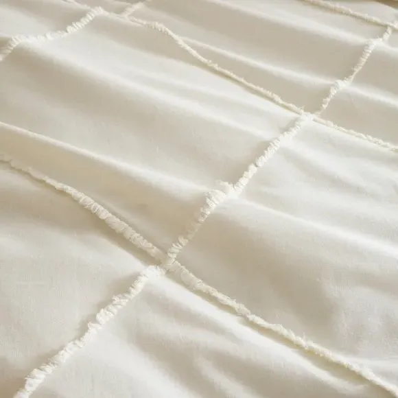 Lotus Tufted Duvet Cover & Pillowcase Set - Ivory, Cotton alternate view