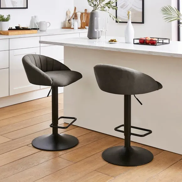 Adjustable Bar Stool with Stitch Detail - Grey by Dunelm, alternate view