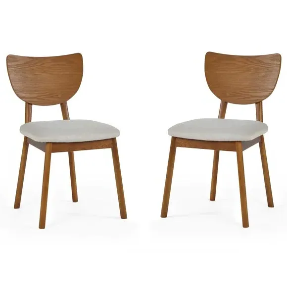 Set of 2 Dining Chairs - Brown, Ash Wood alternate view