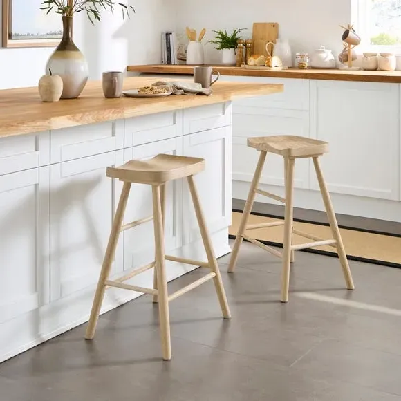 Loxwood Counter Height Bar Stool - Whitewashed, Solid Oak alternate view