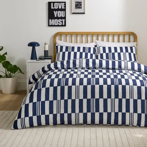 Lucian Geo Quilt Cover & Pillowcase Set - Denim product