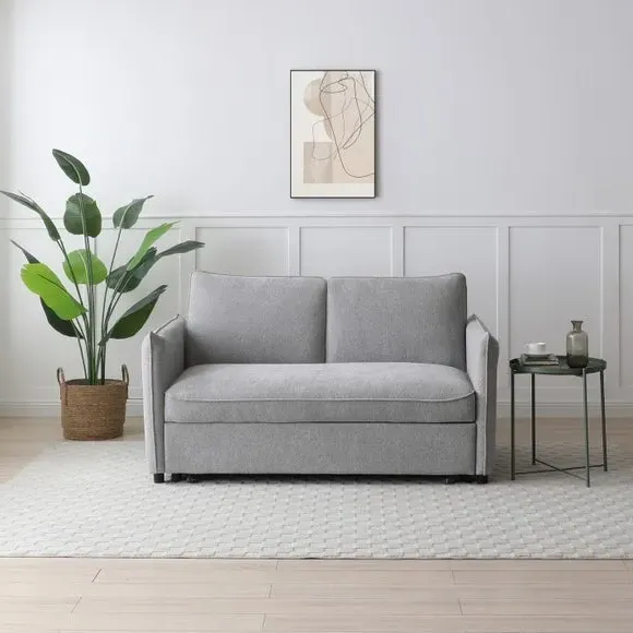 2-Seater Sofa Bed with Pop Up - Grey, Boucle alternate view