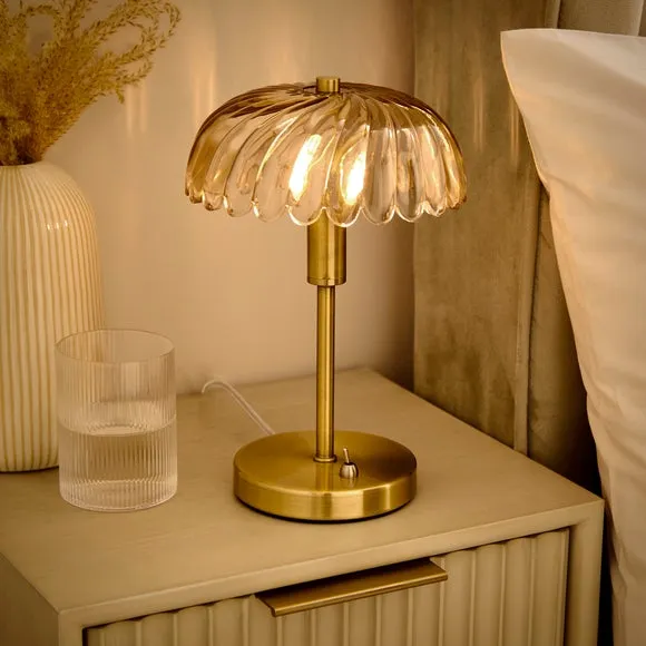 Glass Table Lamp with Floral Design - Gold, Metal alternate view