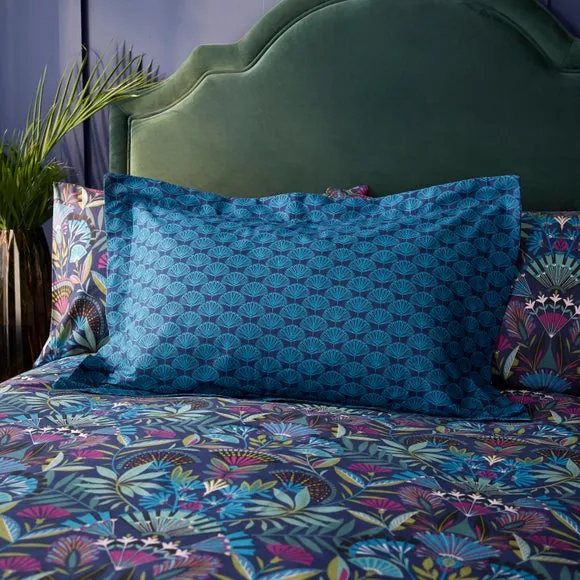 Lucille Oxford Pillowcase Reversible - Navy Blue, Cotton alternate view