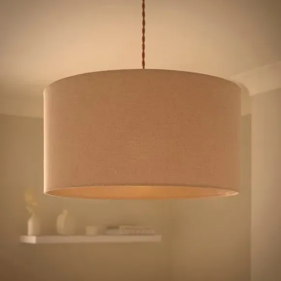Luna Shallow Drum Lamp Shade - Blush, Polyester alternate view