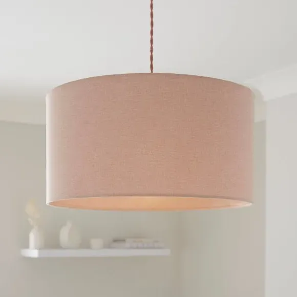 Luna Shallow Drum Lamp Shade - Blush, Polyester product