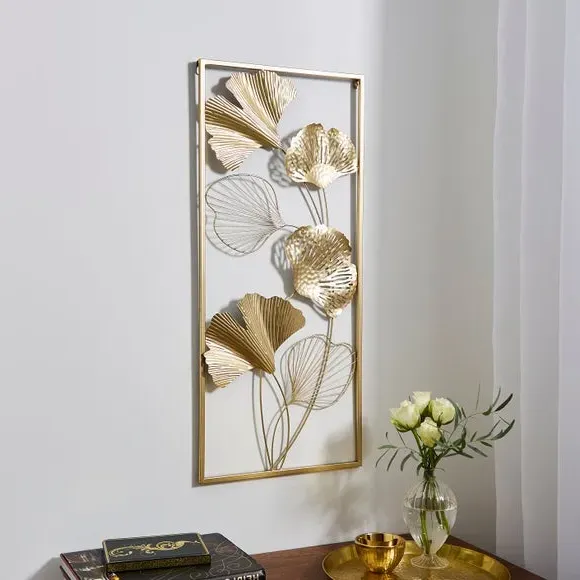 Ginkgo Leaf Wall Art Panel - Gold, Iron alternate view