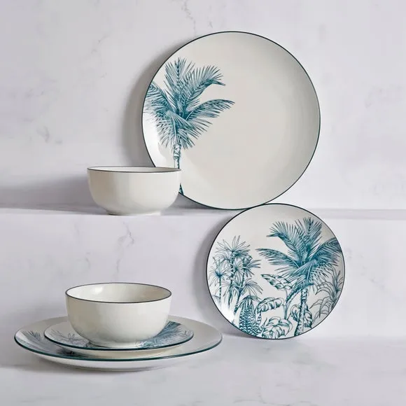 Luxe Palm Side Plate - Teal, Porcelain alternate view