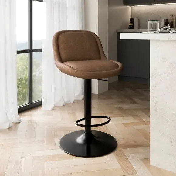Lyle Gaslift Barstool - Tan, Faux Leather product